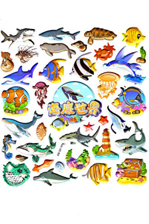 Sticker Kabartmalı Stiker Defter, Planlayıcı Etiket (Syd231-10)-20x18cm- Balık