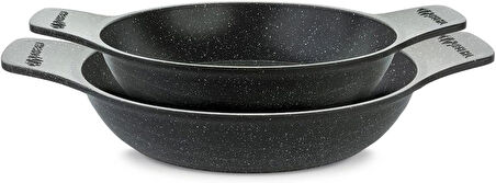 Thermo ad 2'li Güveç Sahan Seti Granit Döküm Tava Seti 20cm 22cm