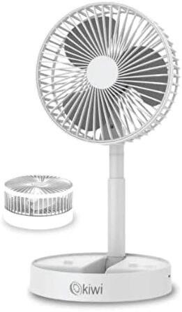 Ki wi Şarjlı Beyaz Katlanılabilir Mini Fan Masa Üstü Vantilatörü Usb Soğutucu Sessiz El Fanı