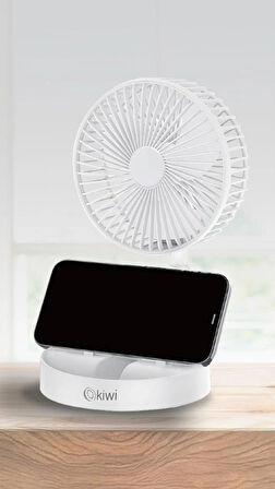 Ki wi Şarjlı Beyaz Katlanılabilir Mini Fan Masa Üstü Vantilatörü Usb Soğutucu Sessiz El Fanı