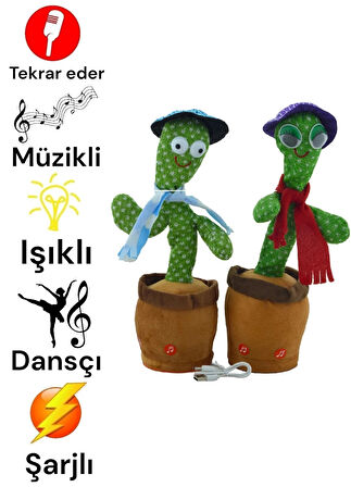 2 li Set Dans Eden Ses Tekrar Eden Müzikli Işıklı Şarjlı Peluş Oyuncak NO:68