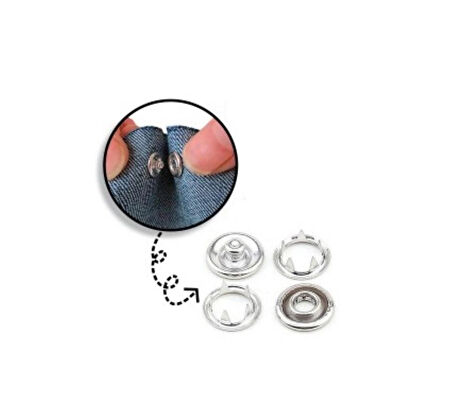 9,5mm Gömlek ve Bebe Çıtçıt Seti 10 Takım Nikel (GÜMÜŞ) Renk Klikıt
