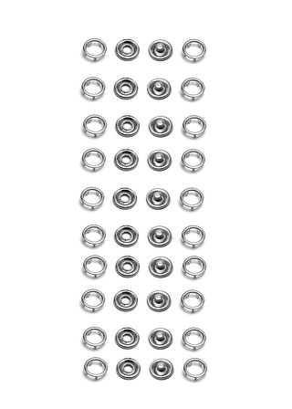 9,5mm Gömlek ve Bebe Çıtçıt Seti 10 Takım Nikel (GÜMÜŞ) Renk Klikıt