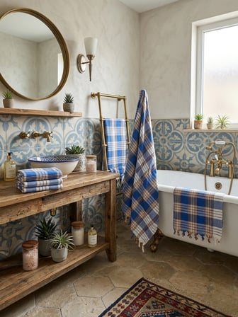LUDIA %100 Pamuk Ekose Peştemal Havlu Mavi Çizgili Saçaklı Plaj ve Banyo Peştemali 79x190 cm