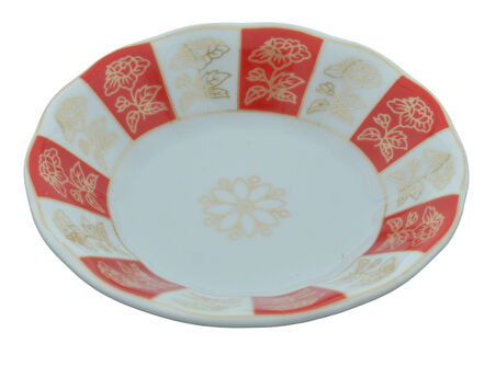 Porselen 6 Kişilik Çiçek Desenli Kırmızı Beyaz Çay Tabağı 11cm