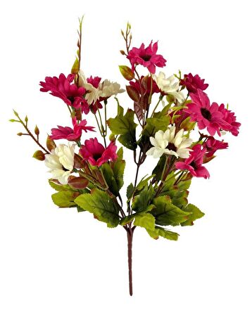 Yapay Çiçek Pembe Bodrum Papatyası 7 Dallı 21 Çiçekli 33*20cm