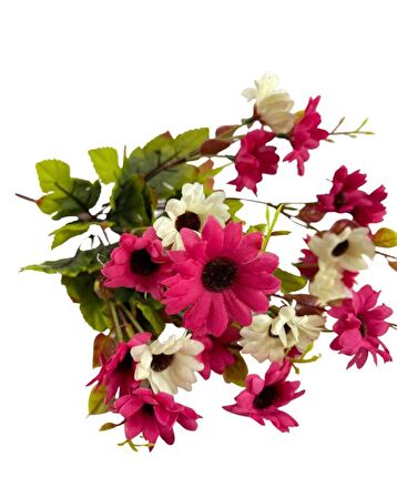 Yapay Çiçek Pembe Bodrum Papatyası 7 Dallı 21 Çiçekli 33*20cm