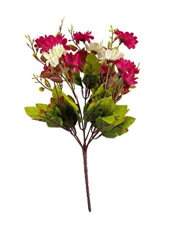 Yapay Çiçek Pembe Bodrum Papatyası 7 Dallı 21 Çiçekli 33*20cm