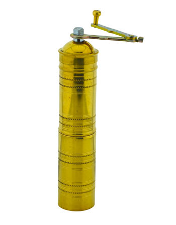 LUDIA Pirinç El Yapımı Kahve Karabiber Değirmeni Öğütücü (4,5cmx22cm)