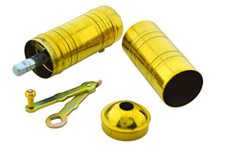 LUDIA Pirinç El Yapımı Kahve Karabiber Değirmeni Öğütücü (4,5cmx22cm)