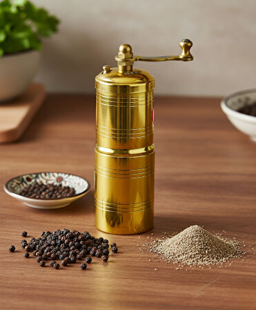 Pirinç El Yapımı Karabiber Değirmeni Öğütücü (4cmx13cm)