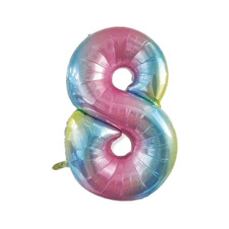 RAKAM BALON FOLYO 8 METALİK RENKLİ ÇİFT  TARAFLI 102 CM DÜ 50 TL