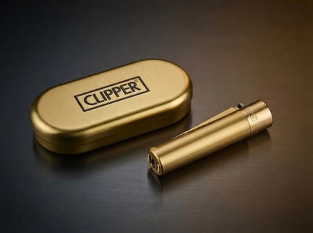 Clipper Gold Gaz Doldurulabilir Metal Çakmak ve Özel Logolu Metal Kutulu Set
