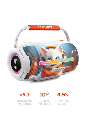 Powerway Beatbox Animals Kedi Led Işıklı Ses Bombası Usb Sd Aux Bluetooth Hoparlör 20W