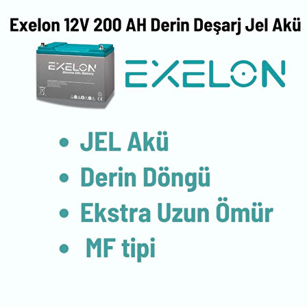 Teknovasyon Arge - Exelon 12 Volt 200 Amper Jel Akü Derin Döngü Deep Cycle