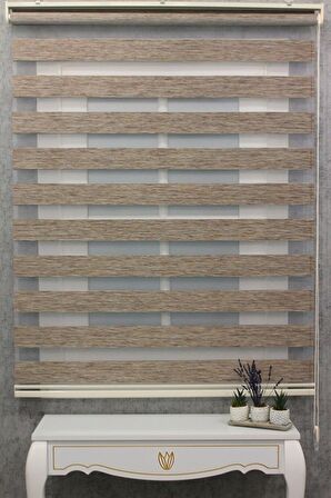 Zebra -ahşap Desenli Koyu Kahve Rengi Bambu Zebra Stor Perde