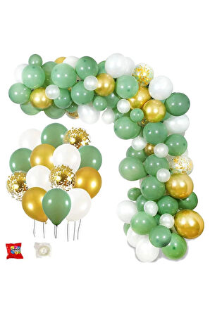 100 Adet Küf Yeşili Beyaz Altın Balon Kemer