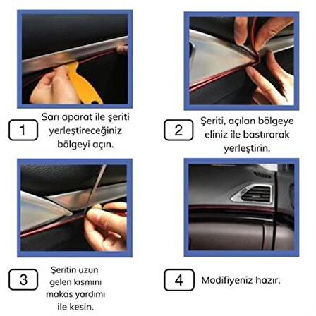 SEFAM HOME Mavi Araba Oto Trim Dekorasyon Şeridi Kauçuk Elastik Kolay Kurulum 5 metre Şerit Bant