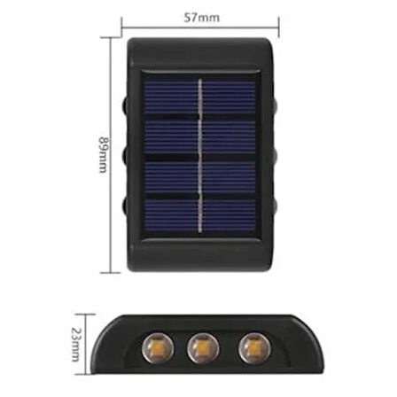 SEFAMHOME 6 Ledli Solar Güneş Enerjili Aplik Led, Dekoratif Duvar Monteli Gün Işığı Led