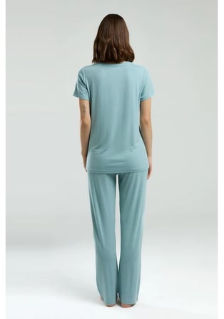 Pierre Cardin 8985 Kısa Kol Kadın Pijama Takımı Su Yeşili S
