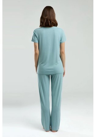 Pierre Cardin 8985 Kısa Kol Kadın Pijama Takımı Su Yeşili M Beden