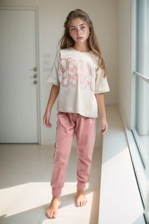 Kız Çocuk %100 Pamuklu Kısa Kol Manşetli Paça Pijama Takım