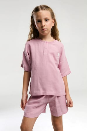 Kız Çocuk T-Shirt Şort Takım- %100 Pamuklu
