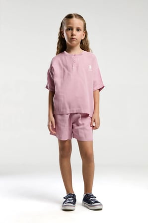 Kız Çocuk T-Shirt Şort Takım- %100 Pamuklu