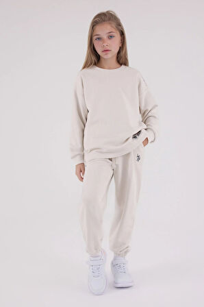 Kız Çocuk Pamuklu 3 İplik Şardonsuz Bisiklet Yaka Alt-Üst Takım Q3PKL4KK12