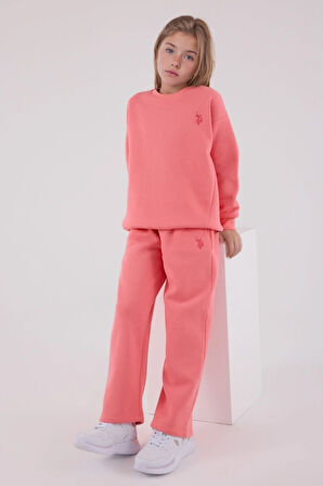 Kız Çocuk Pamuklu 3 İplik Şardonlu Bisiklet Yaka Alt-Üst Takım Q3PKL4KK11