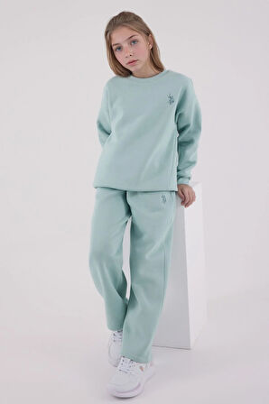 Kız Çocuk Pamuklu 3 İplik Şardonlu Bisiklet Yaka Alt-Üst Takım Q3PKL4KK11