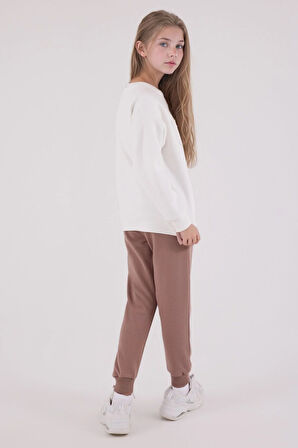 Kız Çocuk Pamuklu 3 İplik Şardonlu Bisiklet Yaka Alt-Üst Takım Q3PKL4KK27