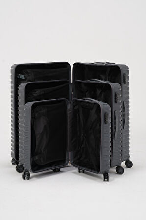 Keo-Plus Gri 3 lü Set Silikon Kırılmaz PP Valiz