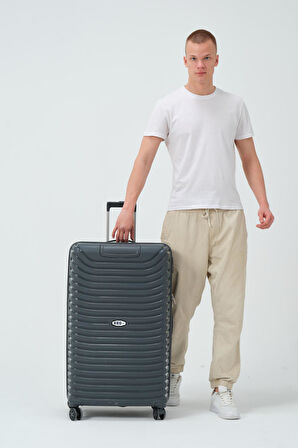 Keo-Plus Gri 3 lü Set Silikon Kırılmaz PP Valiz