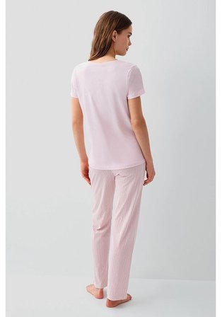 Pierre Cardin 9202 Kısa Kol Kadın Pijama Takımı Modal Pamuk Somon L Beden