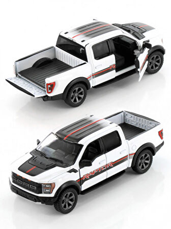 Kinsmart 2022 Ford F-150 Raptor Pickup Truck Livery Edition Diecast Araba Beyaz