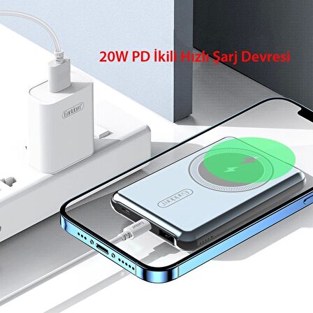 Earldom PD12 5.000 mAh 12W Kablosuz Şarjlı PD Hızlı Şarj Powerbank