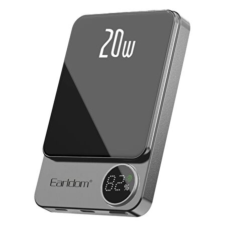 Earldom PD23 5.000 mAh 20W Kablosuz Şarjlı PD Hızlı Şarj Mini Powerbank