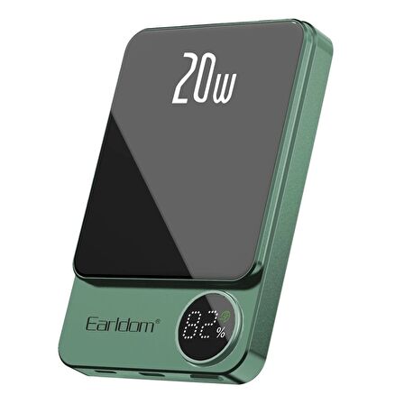 Earldom PD23 5.000 mAh 20W Kablosuz Şarjlı PD Hızlı Şarj Mini Powerbank