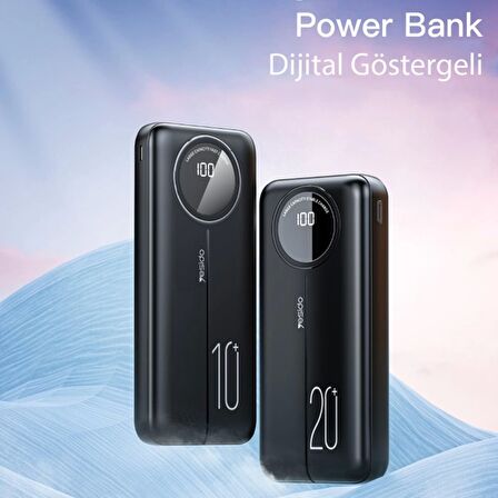 Yesido YP40 10.000 mAh Dijital Göstergeli USB3.0 PD Hızlı Şarj Powerbank