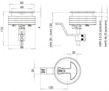 Gömme kulplu kilit. Sıkıştırma sistemli Dış 82mm Gömme Delik 68mm
