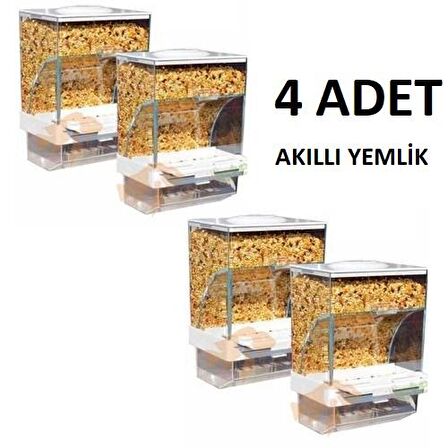 4 Adet  Akıllı Yemlik Karışık Renk ÜretimKafesi KuşYemliği KafesYemliği Akıllı Yemlik