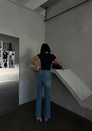 Taşlı Denim Kadın Pantolon