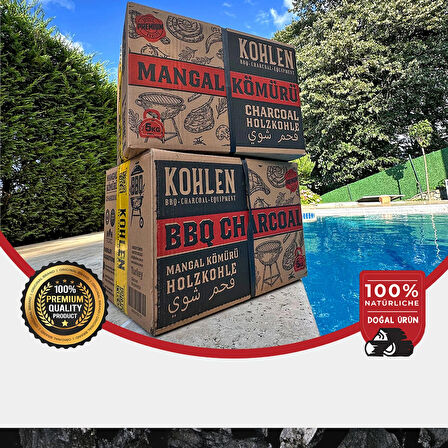 KOHLEN Doğal Meşe Mangal Kömürü Bbq Özel | Boylanmış | Doğal | 5 Kğ