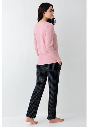 Pierre Cardin Modal Pamuklu Uzun Kol Kadın Pijama Takımı Rose S