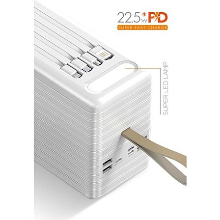 Powerway 120.000 Mah 22.5w Hızlı Şarj Dahili Kablolu Trafo Powerbank