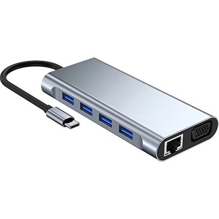 Pmr Type C Hub 11 In 1 USB C Docking Station 4K Hdmı,vga,type C PD,USB3.0,RJ45 Ethernet,sd/tf Aux