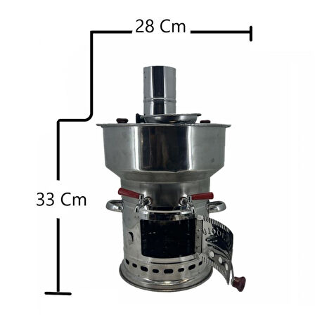 Paslanmaz 304 Çelik 7 litre Çift Hazneli Demlikli Semaver