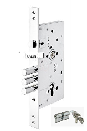 Tursan Barelli Monoblok Çelik Kapi Kilidi  Alt 307MB 60 mm Nikel 