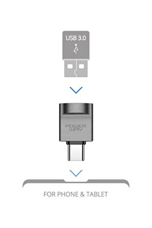 Powerway Type-c To Usb 3.0 Veri Aktarımı Otg Çevirici Dönüştürücü Adaptör